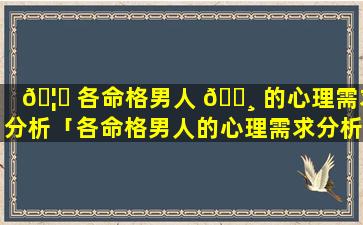 🦆 各命格男人 🌸 的心理需求分析「各命格男人的心理需求分析图片」